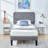 (Set of 2) Gray Twin Size Upholstered Platform Bed Frame with Adjustable Headboard, No Box Spring Needed-1576754656