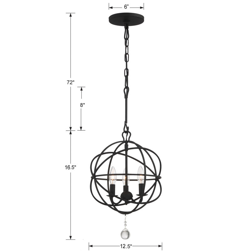Mini-lustre noir 3 lumières Lacie-Jayne