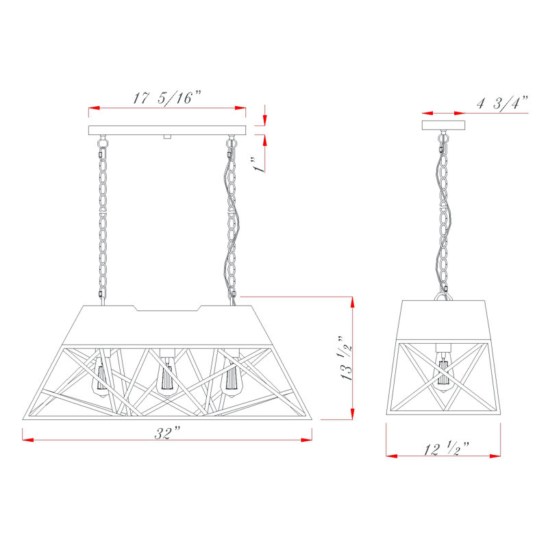 Luminaire suspendu linéaire pour îlot de cuisine 3 lumières Celestina