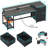Modular L-Shaped Steel Computer Desk with Built-In Electrical Outlet-459607495