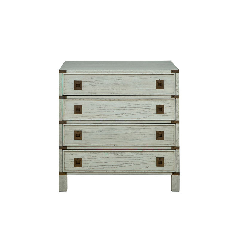 Commode 4 tiroirs Tawania, blanc cassé vieilli