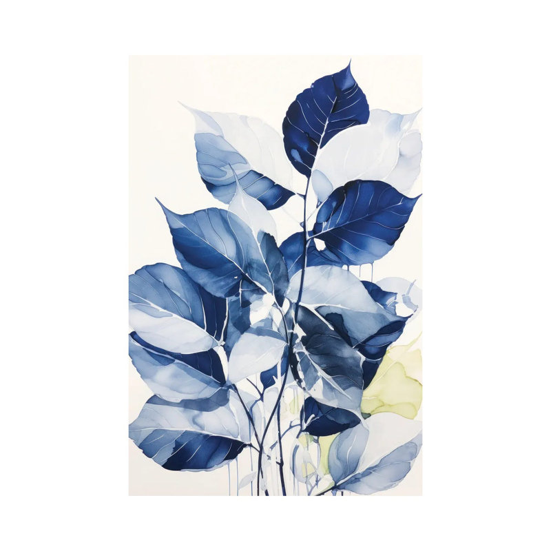 Blue Leaves I - Wall Art Print, Wrapped Canvas, Does Not Apply, 18" H x 12" W