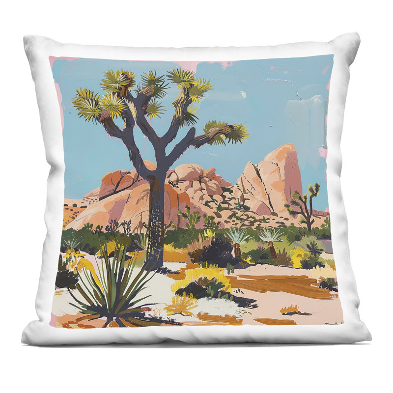Coussin décoratif moderne imprimé arbre dans le désert Joshua, design par Walker Noble