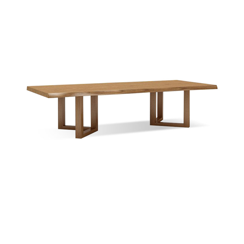 Table de conférence rectangulaire en bois massif noyer clair, H 29,53 po x L 98,43 po x l 39,37 po
