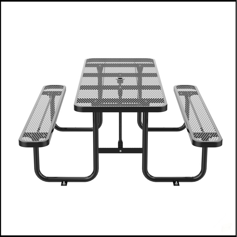 Table de pique-nique rectangulaire de 96 pouces avec structure en acier thermolaqué et capacité de poids élevée pour l'extérieur