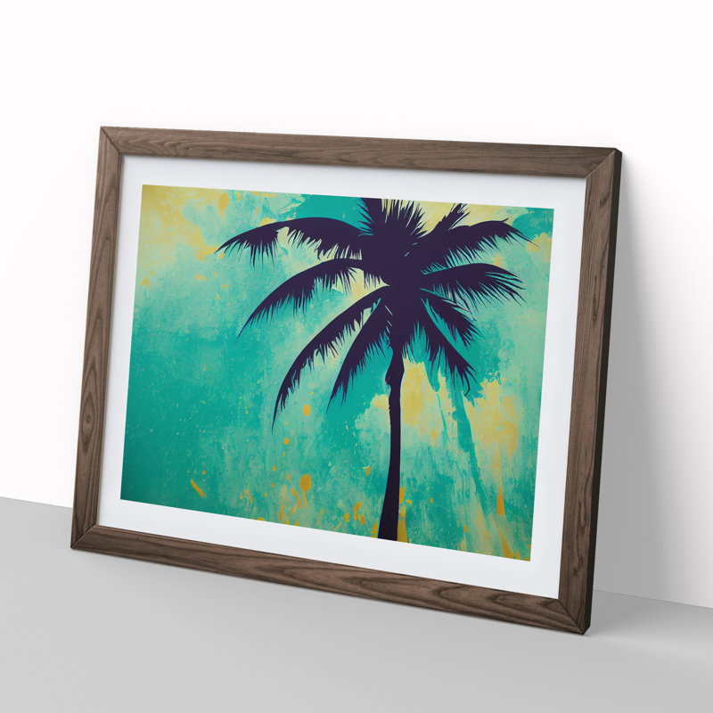 XH1022-6765X Palm Tree Splash Vol.1 Abstract 1 Piece Single Picture Frame Wall Art, 34cm H x 46cm W x 2cm D, Walnut