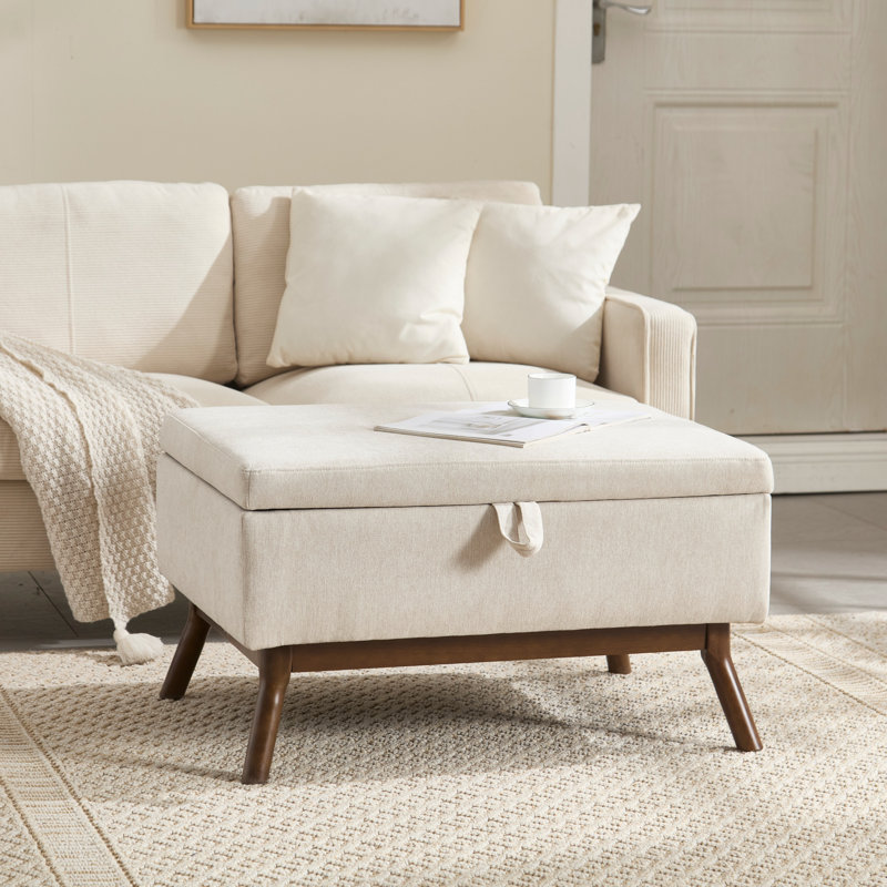 Banc de rangement Mid-Century, Beige
