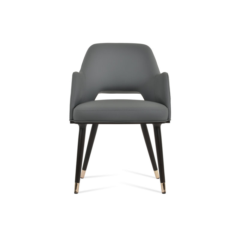 Chaise avec accoudoirs Marash, Wengé, Gris foncé