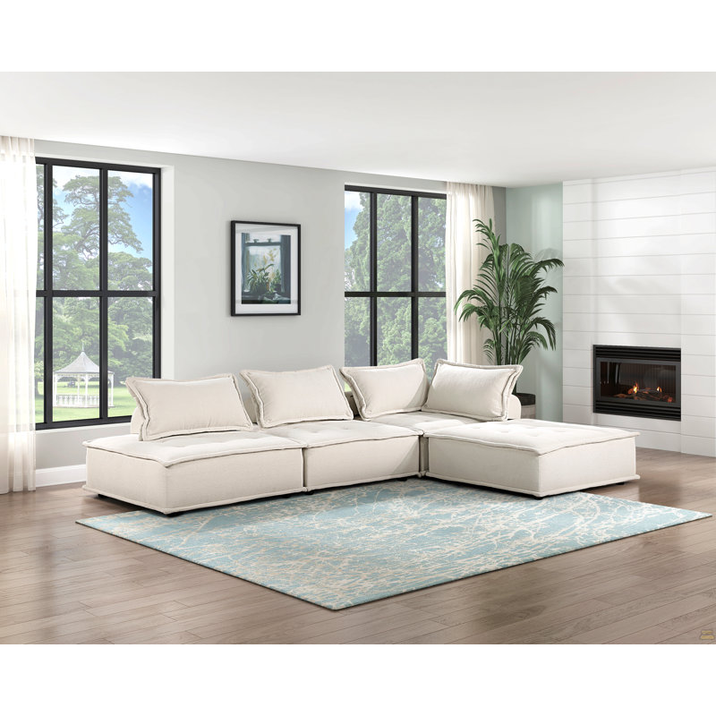 Fauteuil d'appoint capitonné beige