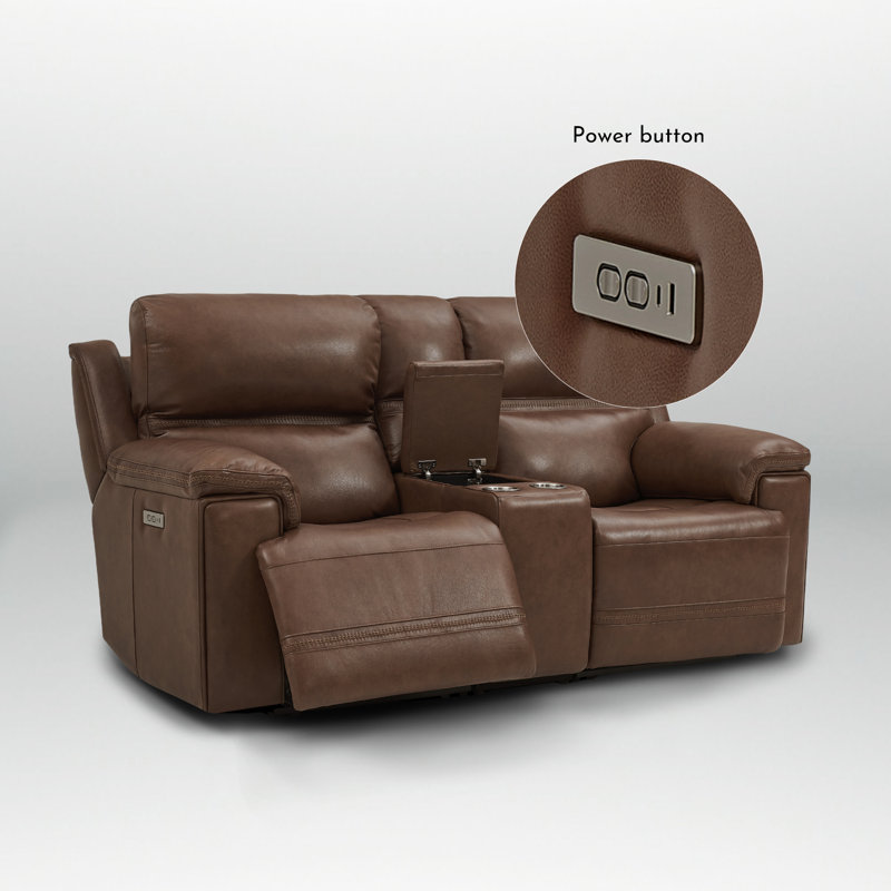 Canapé deux places inclinable électrique moderne en cuir avec position zéro gravité, port USB intégré et console