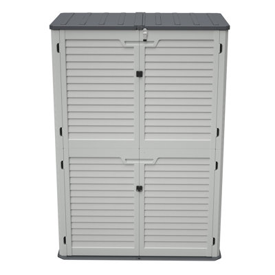 Spacious Rust Proof Garden Equipment Storage Cabinet In White Plastic And Adjustable Partitions For Material Classification Quick Simple Assembly Various Locations With Organized Management Of