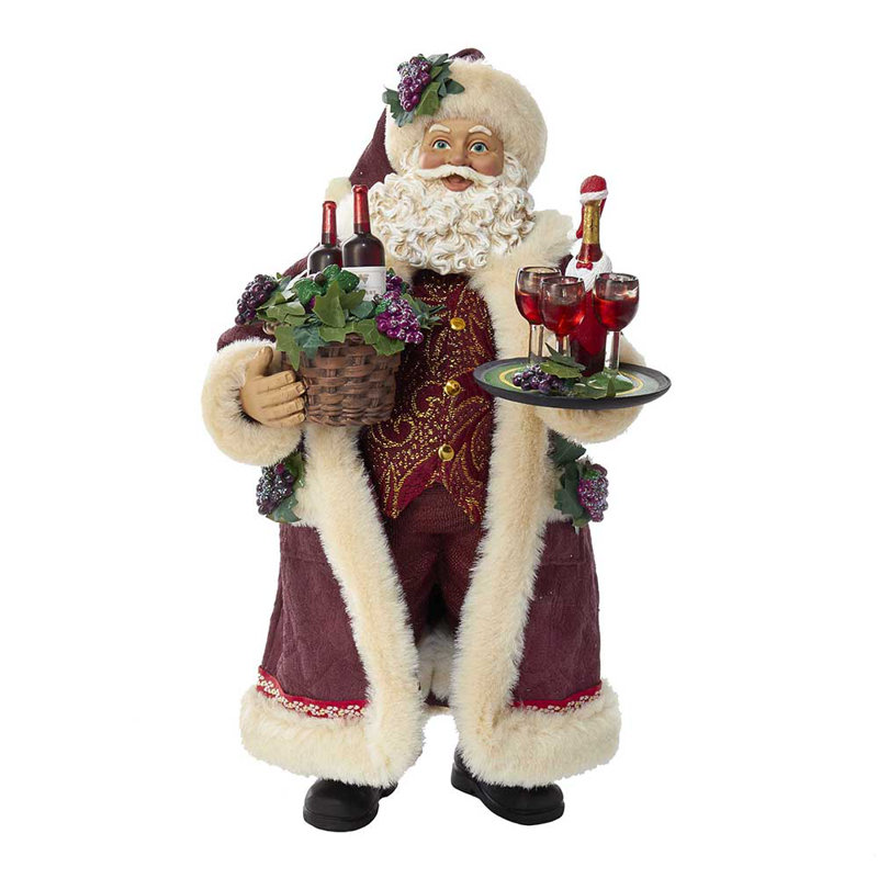 Figurine de Noël Kurt Adler Fabriche, père Noël tenant du vin, 11,5 po