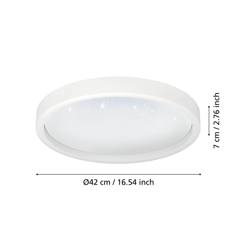 Atami Plastic Flush Mount, White, 5cm H x 42cm W x 42cm D