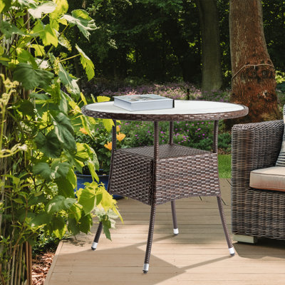 Patio Brown Wicker Round Bar Table
