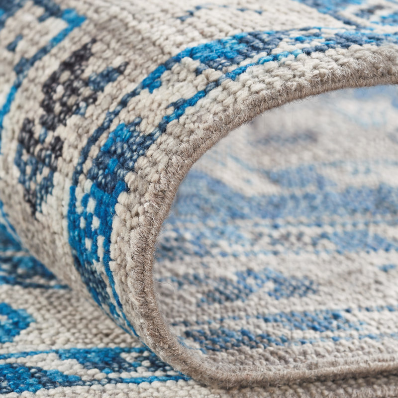 Maragni Hand Knotted Wool Oriental Area Rug in Blue, Rectangle 12' x 15'