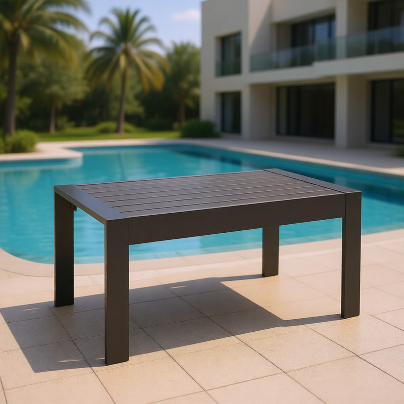 Table basse d'extérieur en aluminium 43 po, Gris