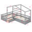 Lit plateforme House avec trois tiroirs de rangement-413176520