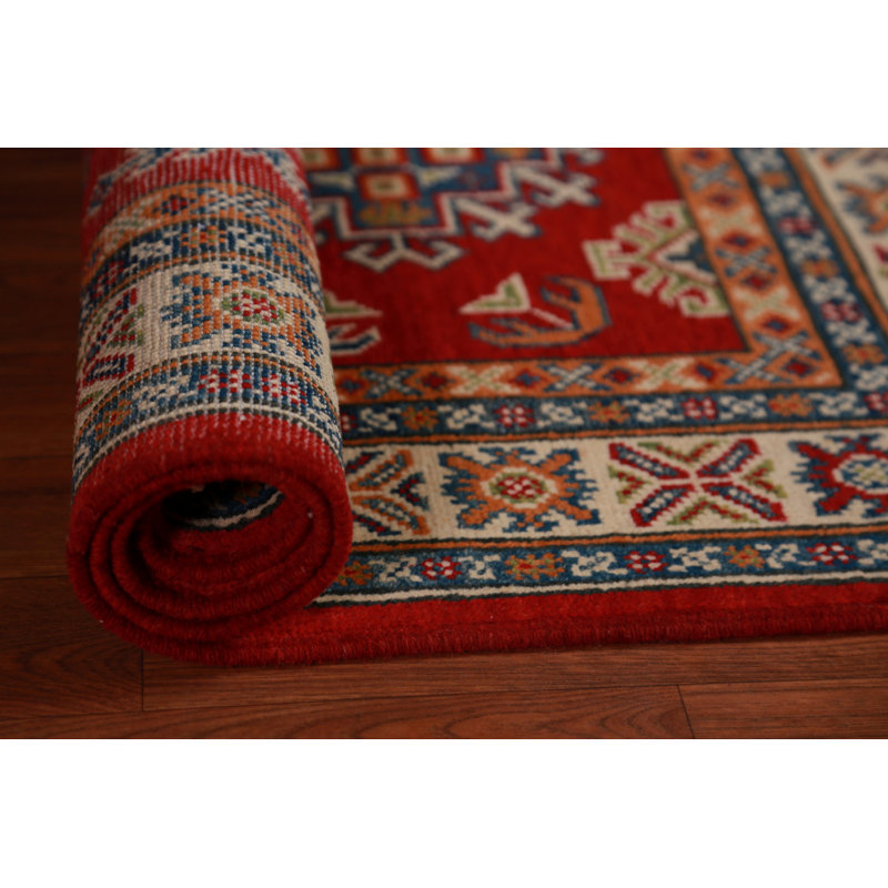 Tapis rouge fait à la main Kazak 3 x 4