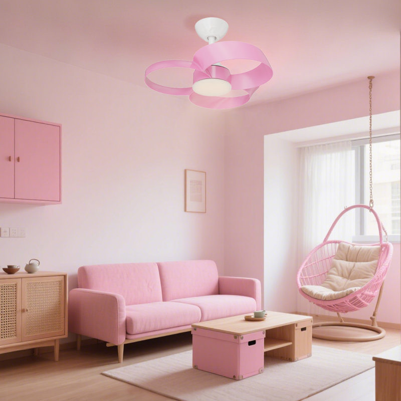 Soraya 22 in. Indoor Ceiling Fan with Dimmable Integrated LED and Remote Control, White, Pink