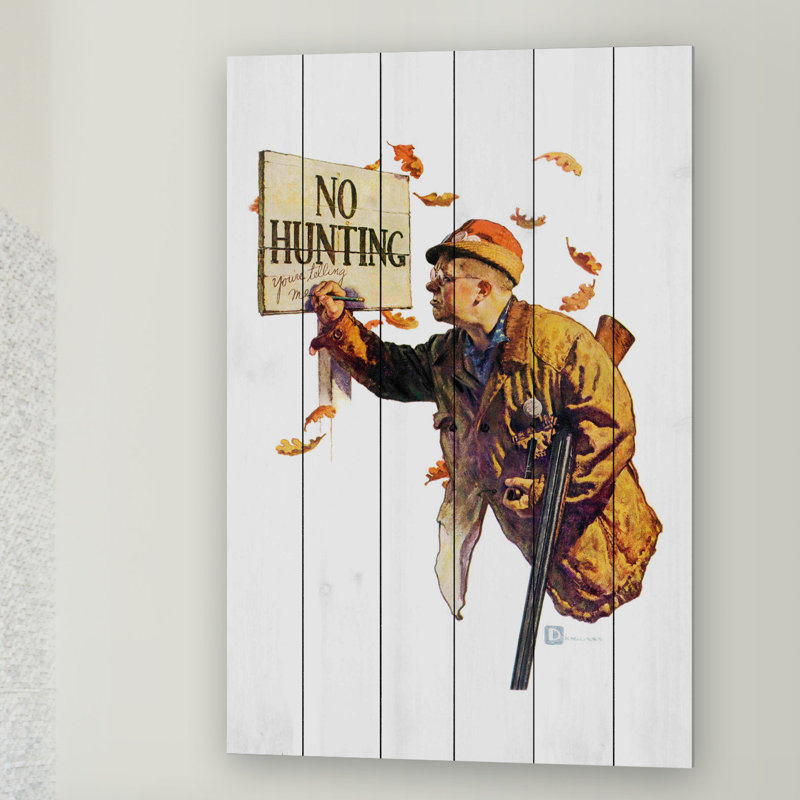 « no chasse », reproduction d’art sur bois blanc, H 60 po x l 40po x P 1,5 po