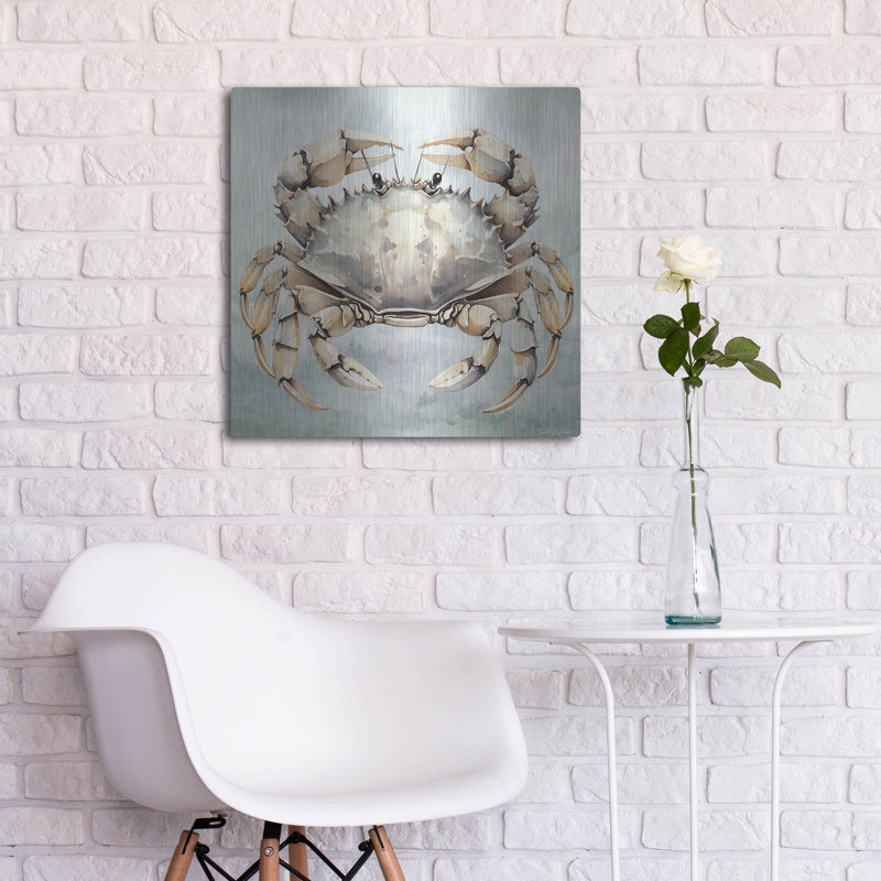  «Cape Cod Crab» par Nicole DeCamp, art mural en métal, 24 po x 24 po