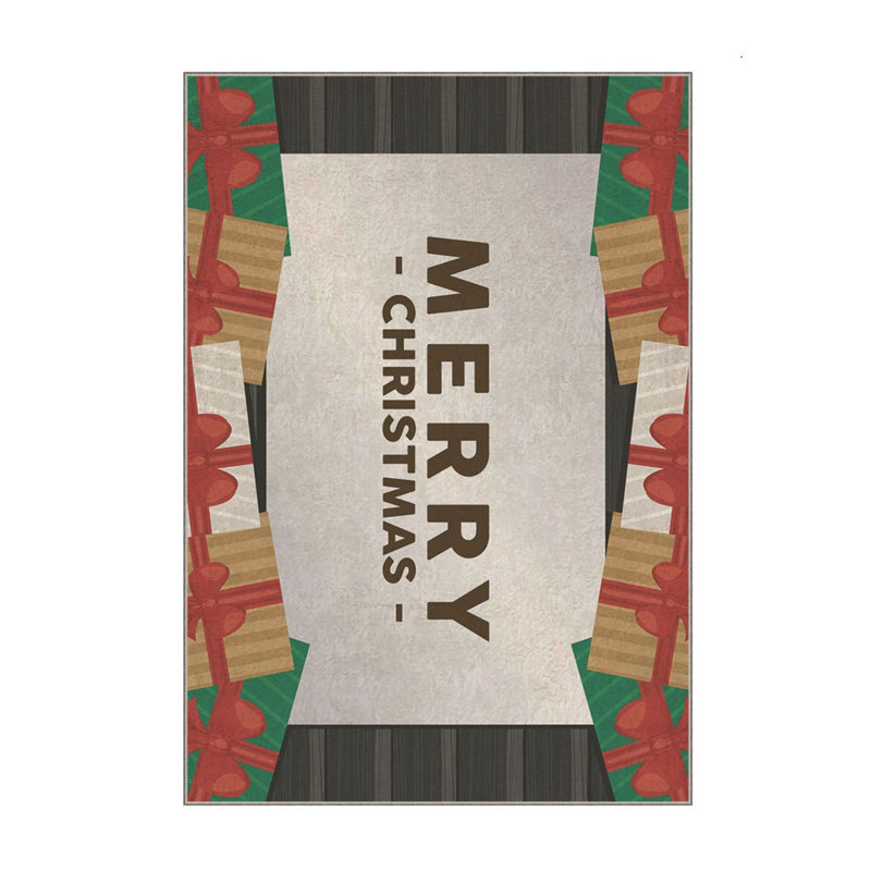 Tapis rectangulaire tissé à la machine en polyester gris / rouge / vert, Rectangle 3 pi 3 po x 5 pi 11 po