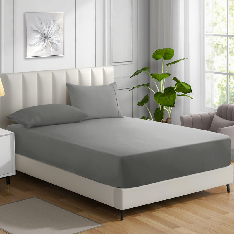 Cotton Blend Percale Fitted Sheet, Double (4'6), Charcoal