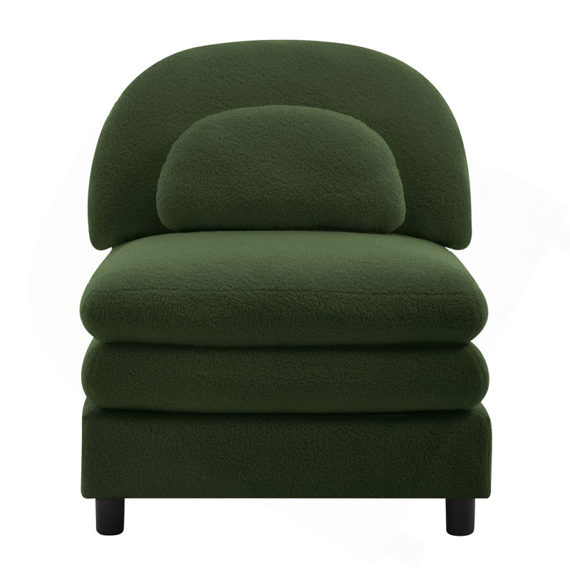 Canapé sans accoudoirs courbé en tissu avec oreiller Vitoria, Green