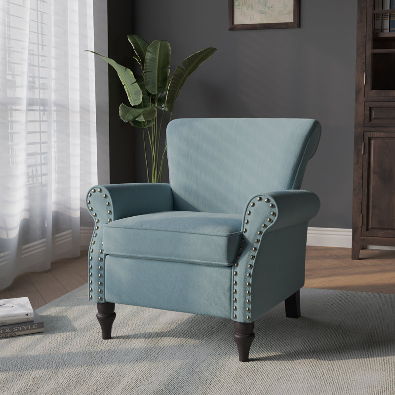 Arian 76 Cm Wide Cotton Armchair, Light Blue Polyester Blend
