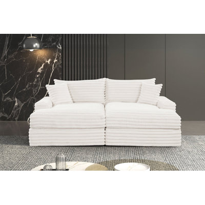 Stupendous II White Corduroy Double Chaise Sectional Sofa