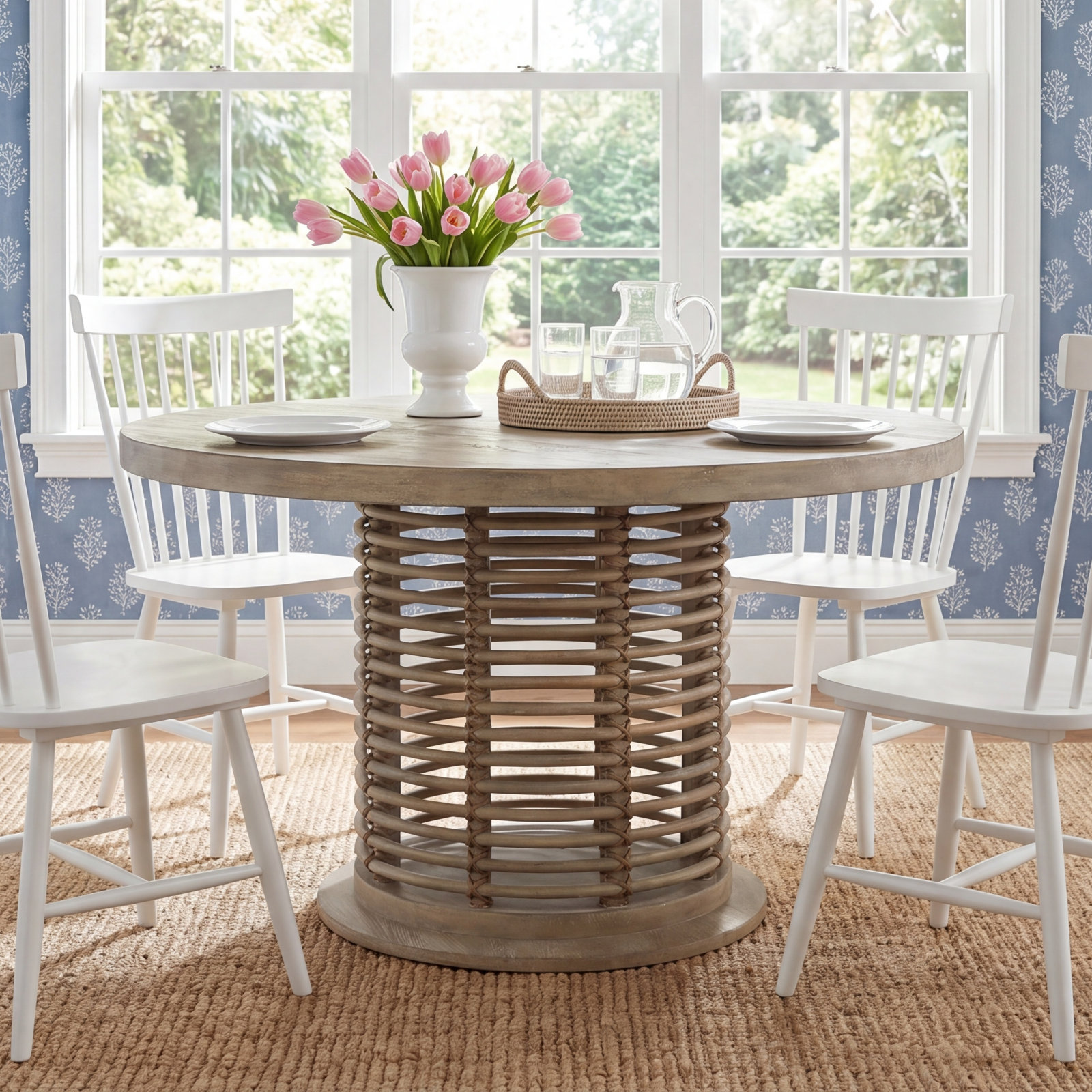 Ardella Round Dining Table, Natural, 48" W x 48" L