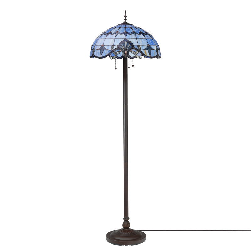 Modesti 64"H Tiffany-Stained Glass Floor Lamp, Blue