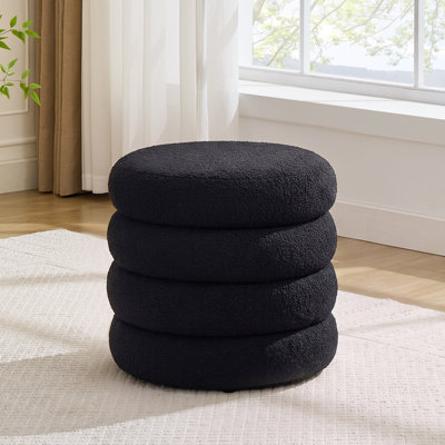Leiani Modern 19.5" W Round Upholstered Storage Ottoman with Hidden Storage for Living Room and Bedroom