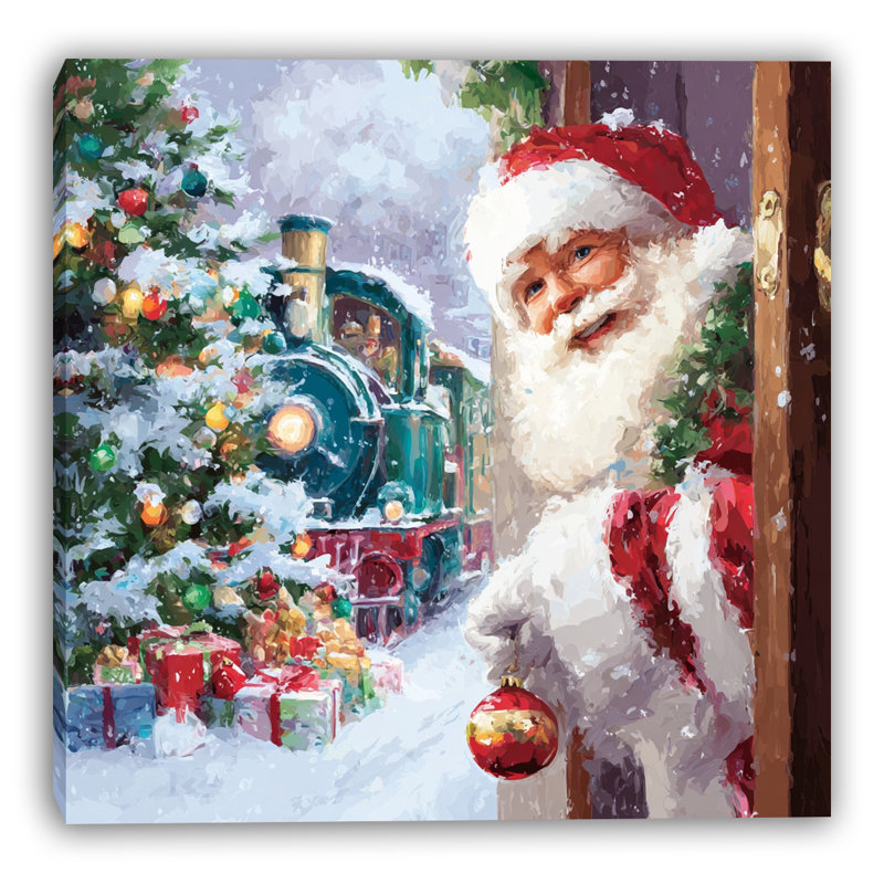 «Santa in Snowy Barnyard», art mural sur toile