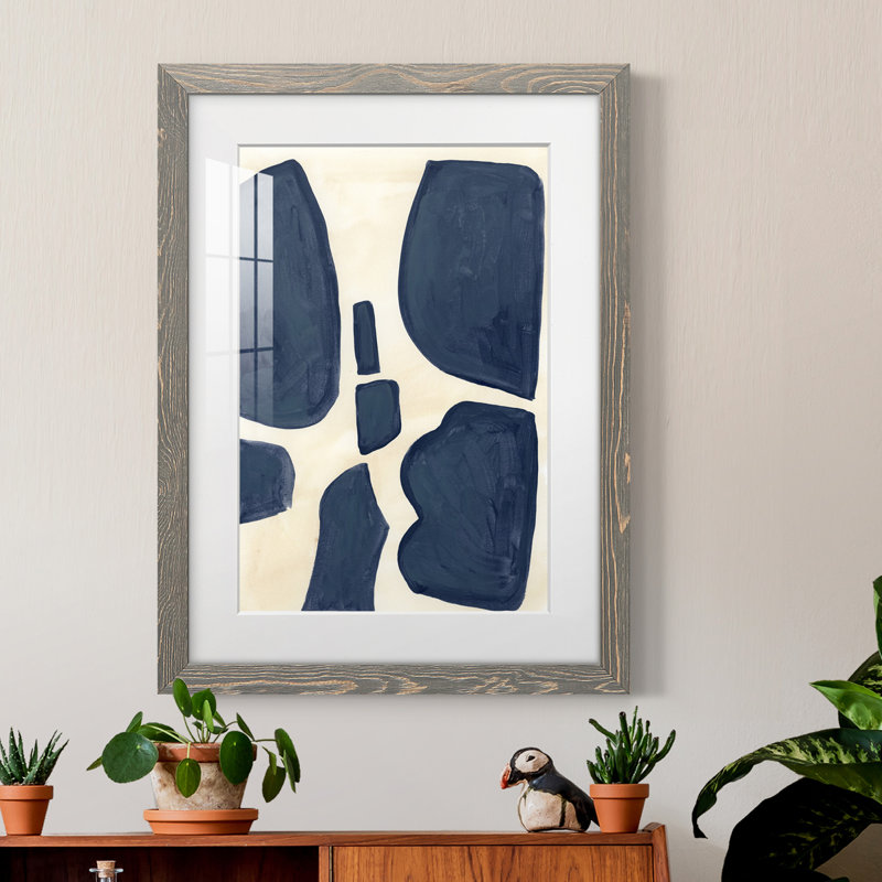 Pièces bleues II - peinture encadrée, H 43,5 po x l 31,5 po x P 1 po, Cadre gris