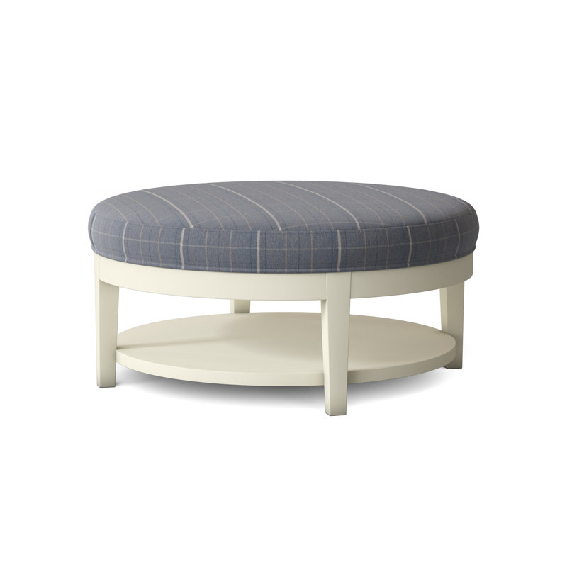 Midtown Upholstered Ottoman, Lapis Plaid; 0126-63, Navy Finish