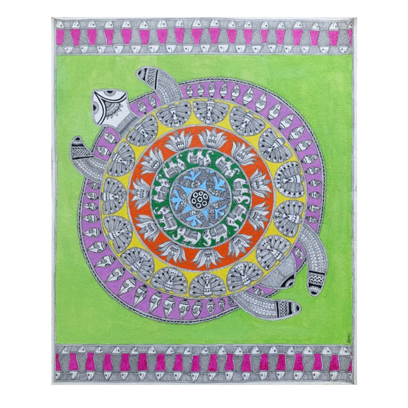 Connaissances en coquillage - Tortue Godna | Acrylique sur papier | Par Abhilasha Raut