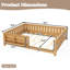 Structure de lit double avec bibliothèque intégrée, lit plateforme pour enfant Safety Guard, naturel clair-160782274-160782301