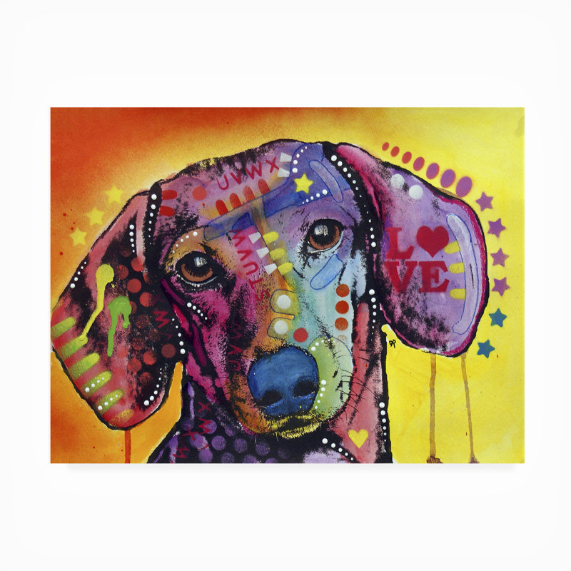 Toile d'extérieur Dean Russo Tilt Tilt Love, H 14 po x l 19 po x P 1,5 po, Orange / jaune / mauve