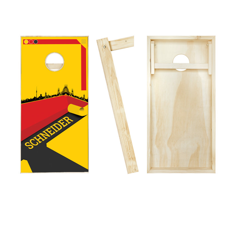 Ensemble 10 pièces cornhole de nom de famille allemand avec sacs, Rouge / Bleu marine