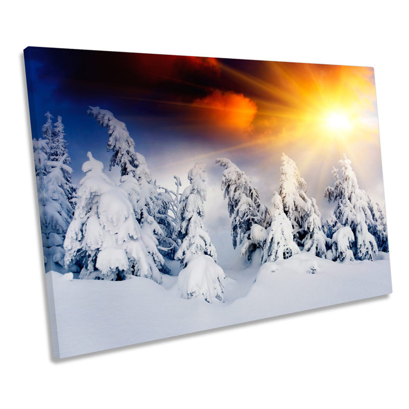 Sunset Winter Mountains Snow - Wrapped Canvas Art Prints, 50.8cm H x 76.2cm W x 2cm D