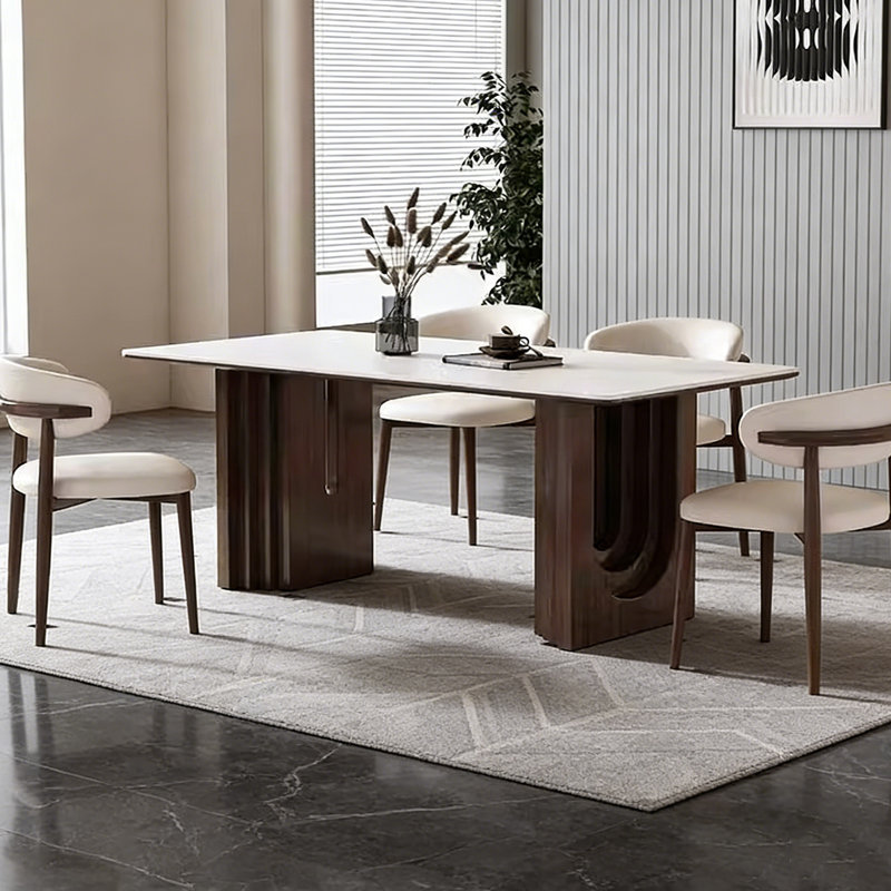 Table de salle à manger rectangulaire simple, 7 pièces : table, 6 chaises, H 29,53 po x l 70,87 po x P 35,43 po