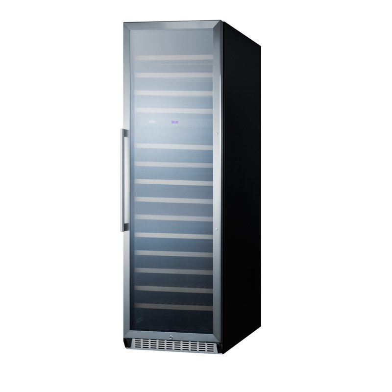 Summit 160 Bottle Black Dual Zone Wine Refrigerator with Glass Door
