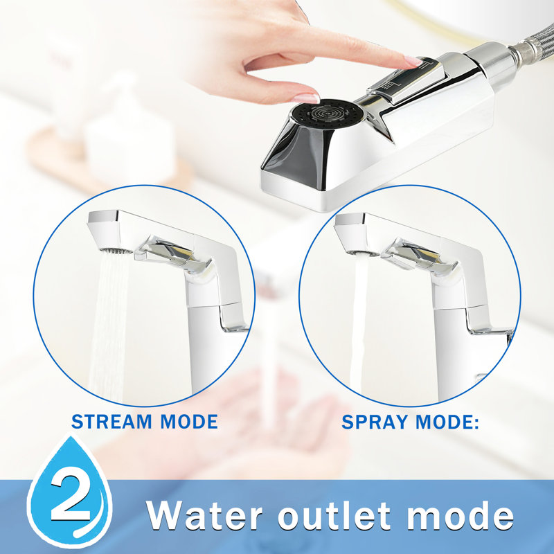Smart Led Bathroom Faucet With Digital Temperature Indicator, Pull - Down , Heavy Duty Metal, Deck Mount Display Out Hydroelectric Design, 360 Swivel, Tarnish , Single Handle For Sinks
