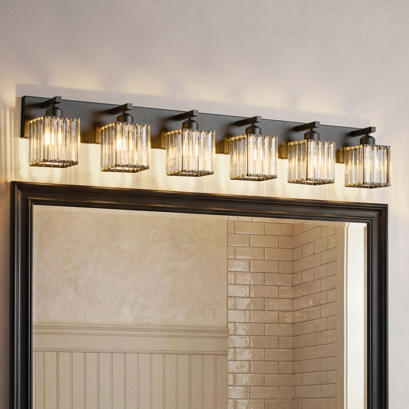 Lanceton Dimmable Vanity Light, Black, 6 Lights