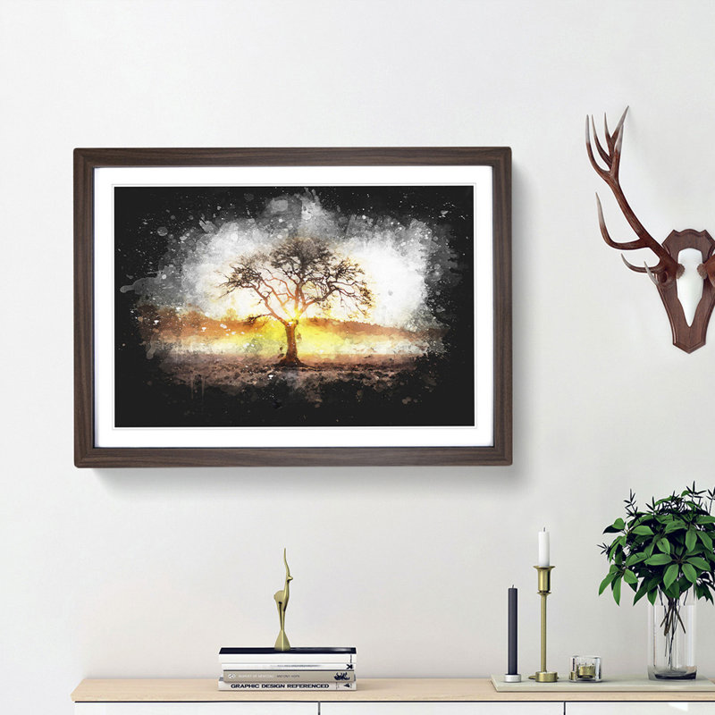 Sunlight Through the Oak Tree - Picture Frame Graphic Art Print, 62cm H x 87cm W x 2cm D, Walnut Framed