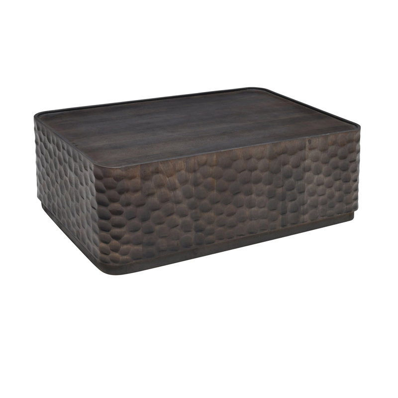 Table basse rectangulaire en bois massif gris, Gris