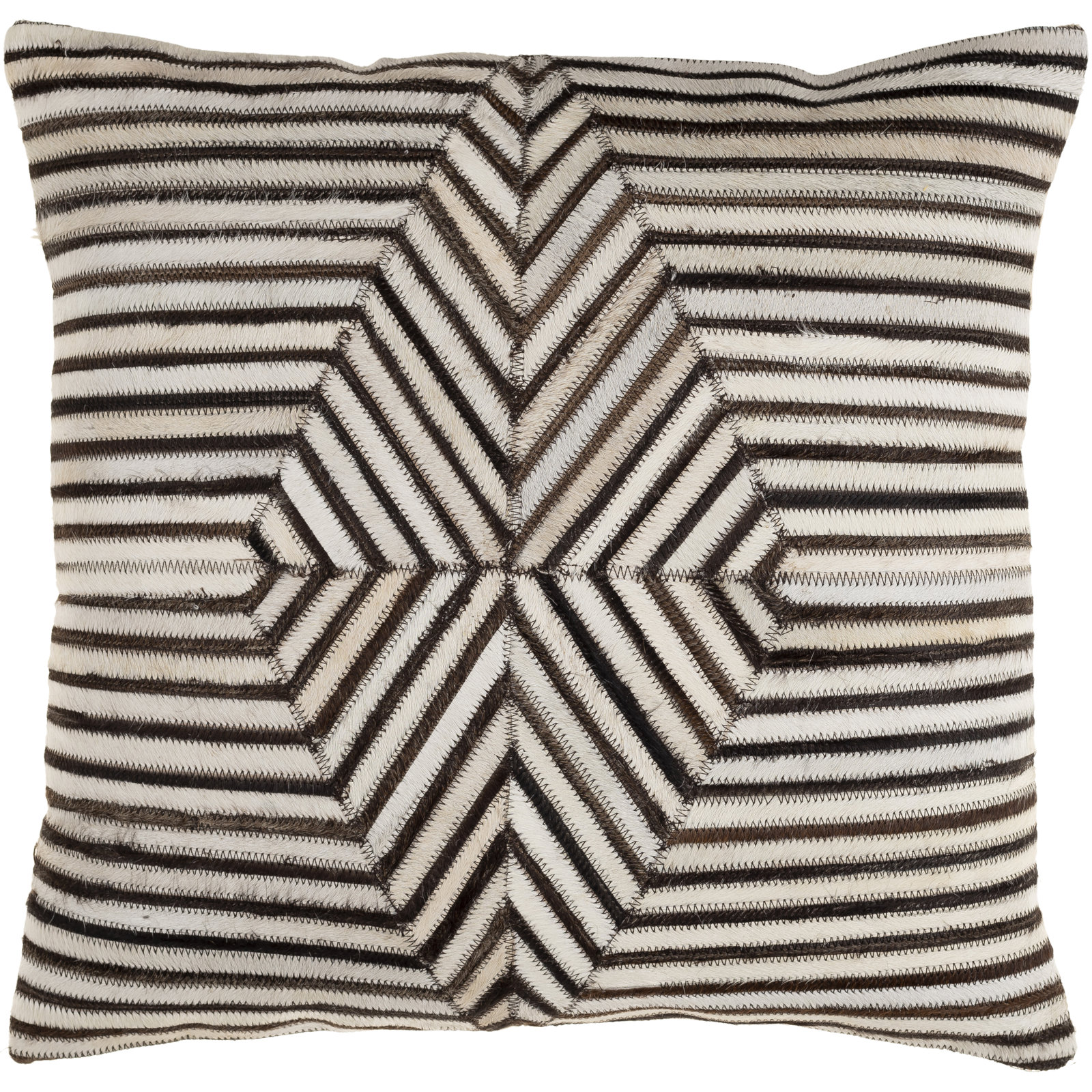 Coleridge 20" x 20" Cotton Throw Pillow, Down, Dark Brown/Cream Stripped