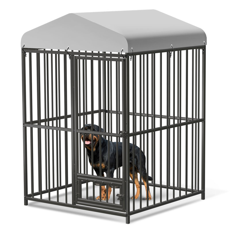 Chenil pour chien à l'extérieur avec toit, clôture robuste pour niche pour chien, H 70,87 po x l 47,24 po x P 47,24 po