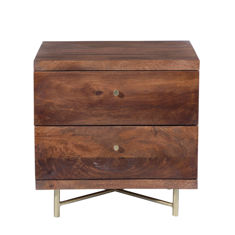 Miser 50 cm W Steel Bedside Table, Walnut